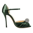 thumbnail image 2 of XYD Women Sexy Peep Toe D'Orsay Pleats High Heel Pumps Ankle Strap Buckled Stiletto Rhinestones Prom Event Shoes Size 12.5 Green, 2 of 4