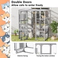 thumbnail image 3 of Large Cat Catio 4 Tiers Cat Enclosures House with Double Enter Doors, Walk-in Cat House Kitty Cage Condo with 3 Platforms and 2 Resting Rooms, 68.5"H, Light Grey, 3 of 9