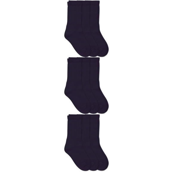 Jefferies Socks Boys Socks, 9 Pairs School Uniform Smooth Toe Half Cushion Rib Sport Crew Navy Socks (Little Boy & Big Boy)