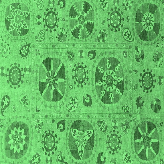 Ahgly Company Indoor Square Abstract Emerald Green Modern Area Rugs, 4' Square