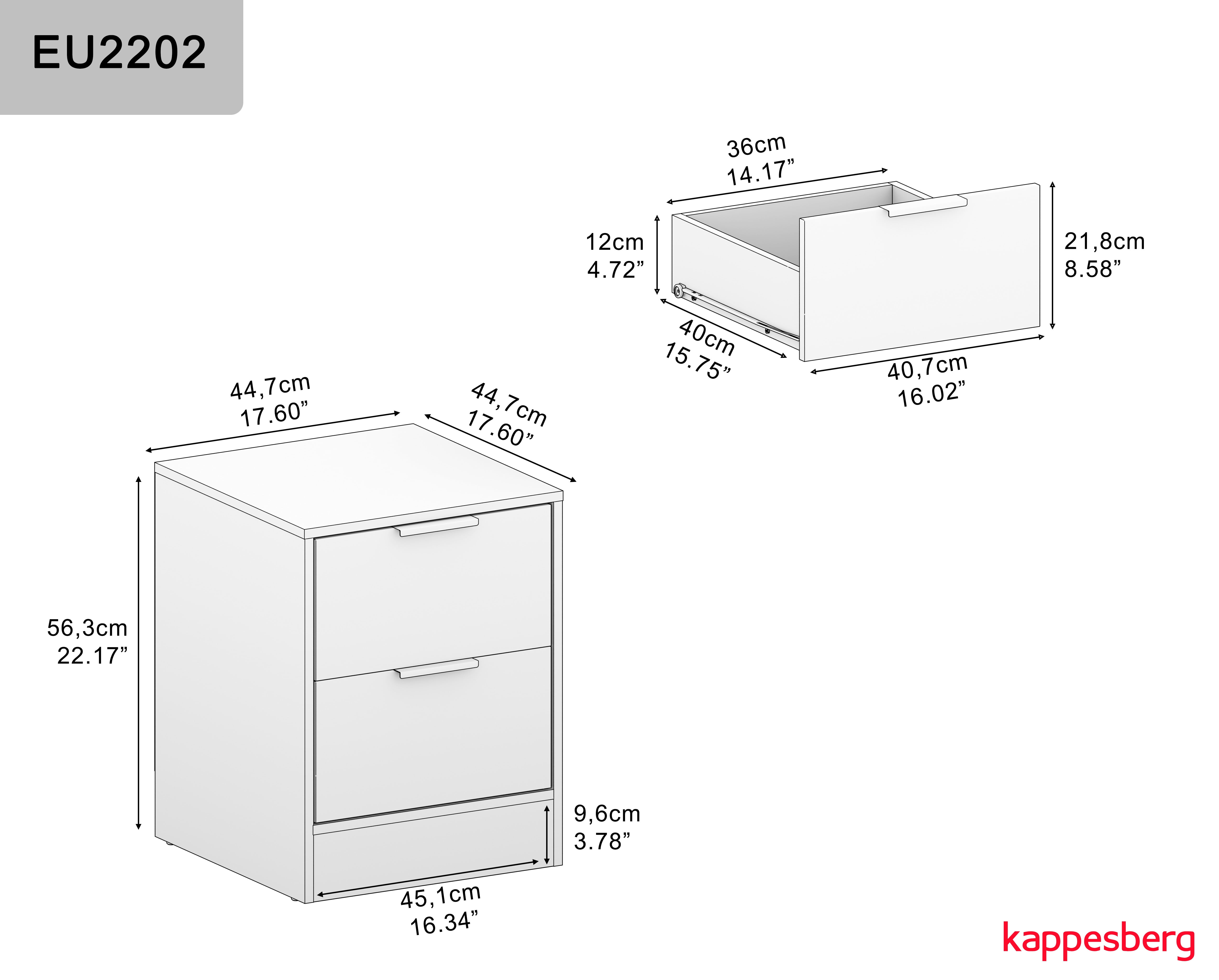 Kappesberg Fresno White 3-Piece Dresser and 2 Nightstands Set – 6-Drawer Modern Bedroom Combo - for Adults and Teens