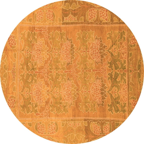 Ahgly Company Indoor Round Abstract Orange Modern Area Rugs, 5' Round