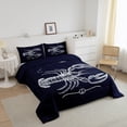 thumbnail image 3 of Erosebridal Ensemble de Literie Imprimé Homard, Insert de Couette Animal Océan, Bleu Marine, Réversible 3 Pcs, 3 of 7