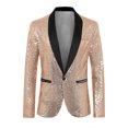 thumbnail image 5 of Lars Amadeus Men's Sequin Sport Coats Shawl Lapel One Button Wedding Shiny Blazer, 5 of 6