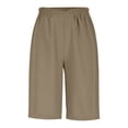 thumbnail image 6 of Fnooota Womens Bermuda Shorts, Knee Length Summer Casual Elastic Waist Cotton Linen Shorts Beige Size S, 6 of 7