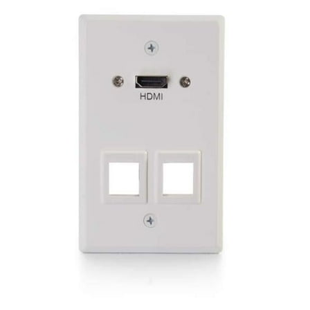 HDMI Pass Through Single Gang Wall Plate with Two Keystones - White