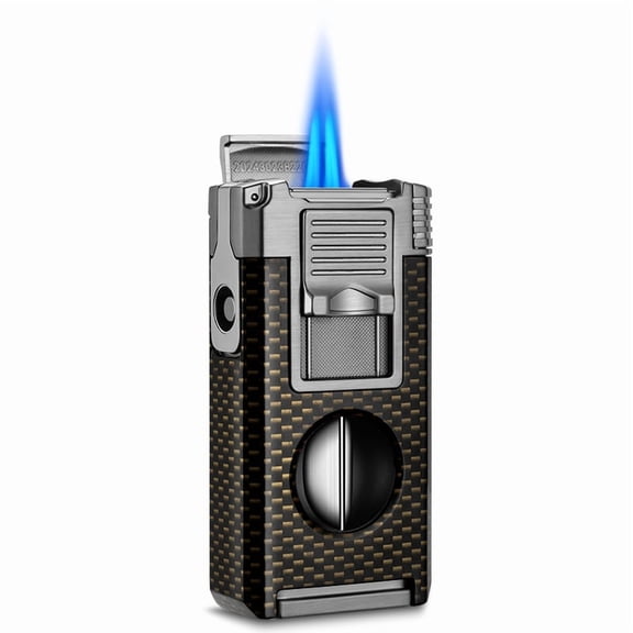 Cigar Lighter Five-In-One Multi-Functional Lighter With Cigar Drill, Cigar Holder, V-Cut Cigar Pin