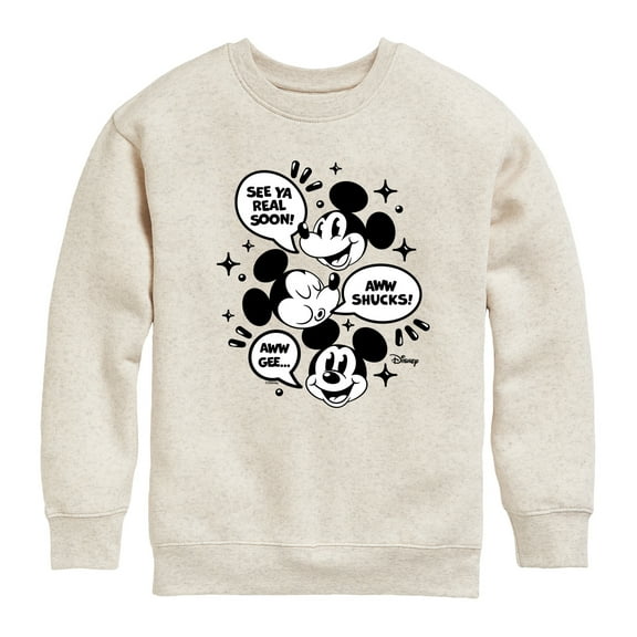 Disney - Mickey Mouse - See Ya Soon!, Aww Shucks!, Aww Gee - Youth Crewneck Fleece Sweatshirt