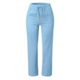 thumbnail image 3 of Womens Travel Pants Solid Cotton Casual Pants With Pockets Soft Comfortable Daily Wear Long Trousers For Spring Summer Autumn Xl Pants For Women, 3 of 6