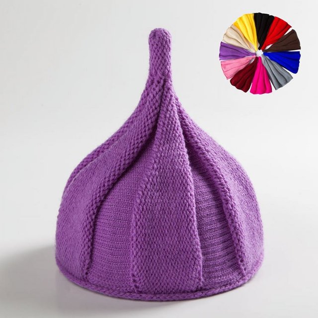 Gorro cálido con flores, gorro de punto puntiagudo, gorro de lana para chupete, gorro de punto liso para padres e hijos, gorro retorcido para adultos