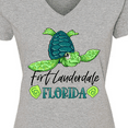 thumbnail image 4 of Inktastic Fort Lauderdale, Florida Happy Sea Turtle Women's V-Neck T-Shirt, 4 of 5
