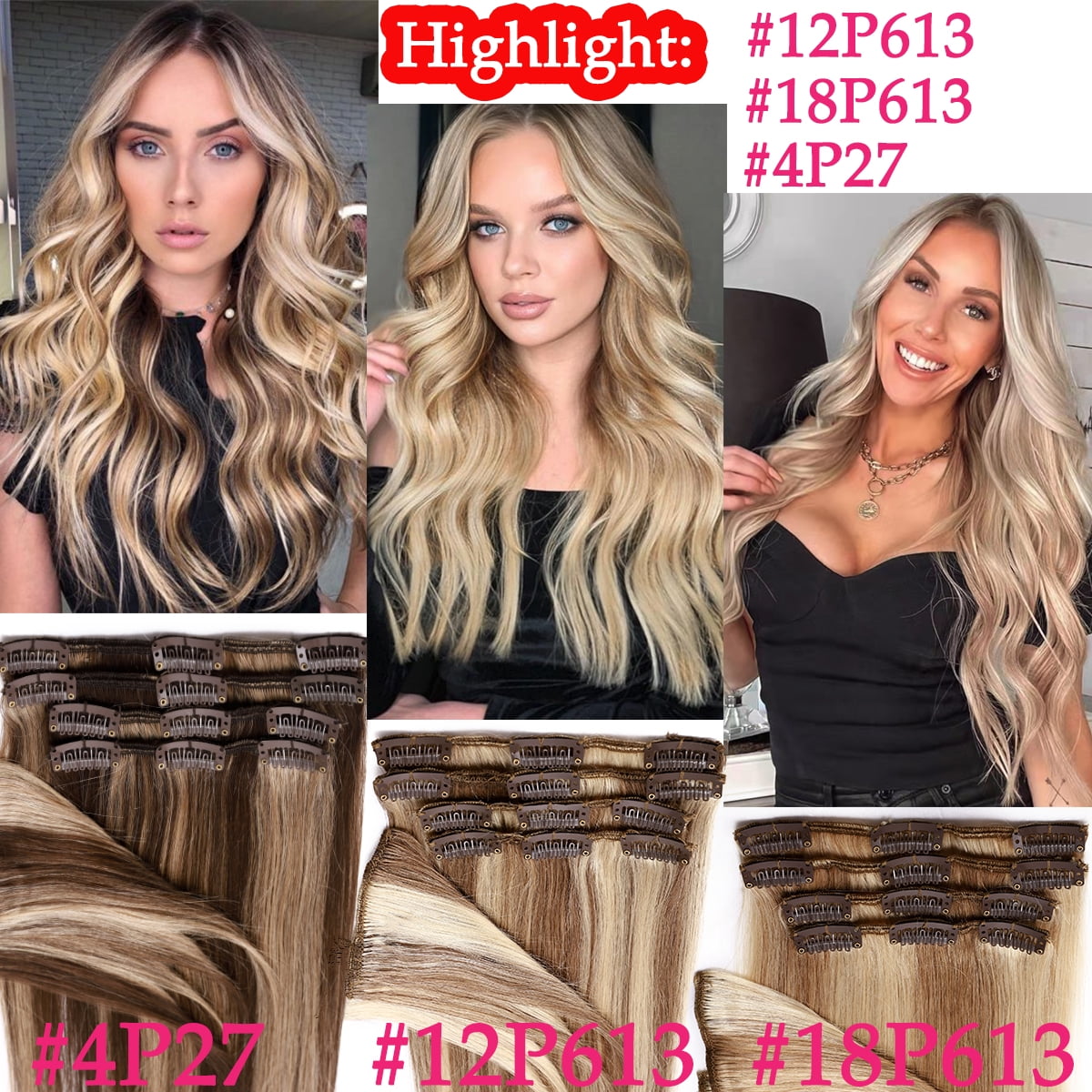 HAIRRO Clip In Human Hair Extensions, Brazilian Hair 8pcs/18Clips Dark Brown to Chestnut Brown Balayage Hair Extensions Full Head Silky Straight 100% Human Hair Clip In Extensions 8Inch-24inch