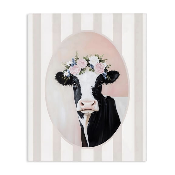 Stupell Industries Shabby Chic Soft Cow with Floral Crown Canvas Art, 16 x 20, by Arlington Prints