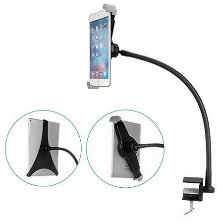 BESTEK 2 in 1 Gooseneck Tablet Holder Mount, Fully Rotatable iPad Holder Clamp Stand for iPad 2/3/4/iPad Air/2/iPad Mini 1/2/3/4 and Other 7-10.5 inch (Best Gooseneck Tablet Holder)