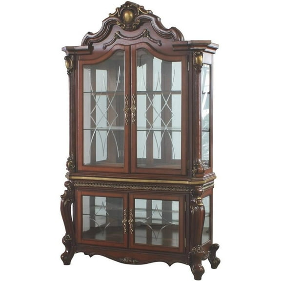 Bowery Hill Traditional Curio Cabinet in Cherry Oak