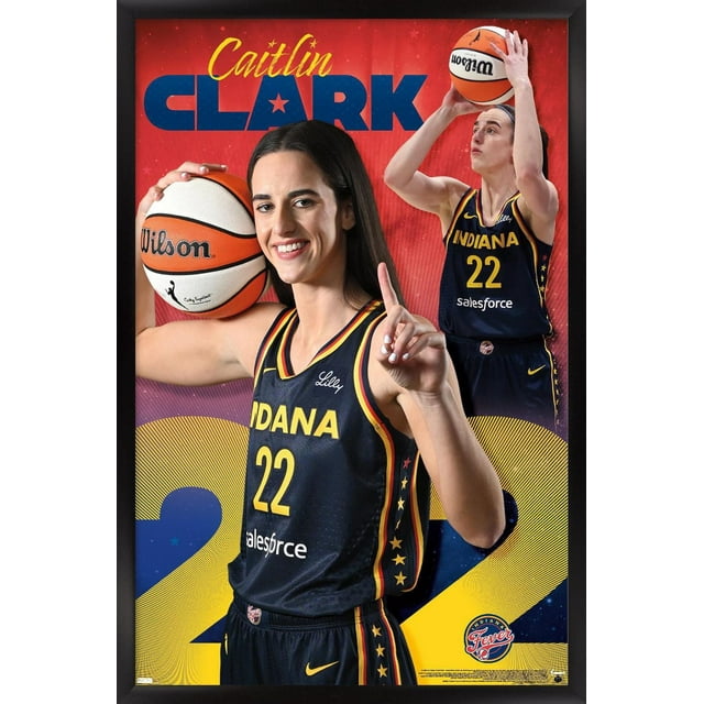 WNBA Indiana Fever - Caitlin Clark 24 Wall Poster, 14.725" x 22.375" Framed