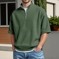 thumbnail image 2 of Waffle Polo Shirts for Men Summer Casual Fashion Short Sleeve Stand Collar Quarter Zip Pullover Plain Tshirts, 2 of 5