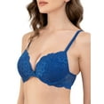 thumbnail image 2 of Deyllo Women's Push Up Bra Padded Plunge Add Cups Underwire Lace Lift Up Bra, royal blue 40DDD, 2 of 5