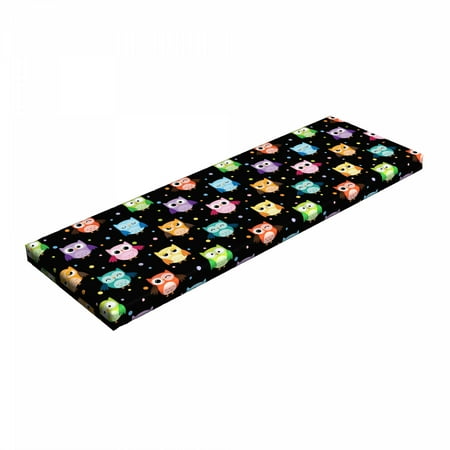 

Owls Bench Pad Colorful Birds with Different Expressions Funny Confused Serious Characters Dots HR Foam Cushion with Decorative Fabric Cover 45 x 15 x 2 Black Multicolor by Ambesonne