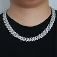 thumbnail image 3 of Saintda 14MM Diamond Prong Link Chain In Gold Color 18Inch Cubic Zircon Hip Hop Necklace Gift For Men, 3 of 5