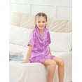 thumbnail image 4 of Aideaone Girls Silk Pajama Sets 3pcs Button Down Kids Satin Pjs set Short Sleeve Sleepwear 6-13 Years, 4 of 7