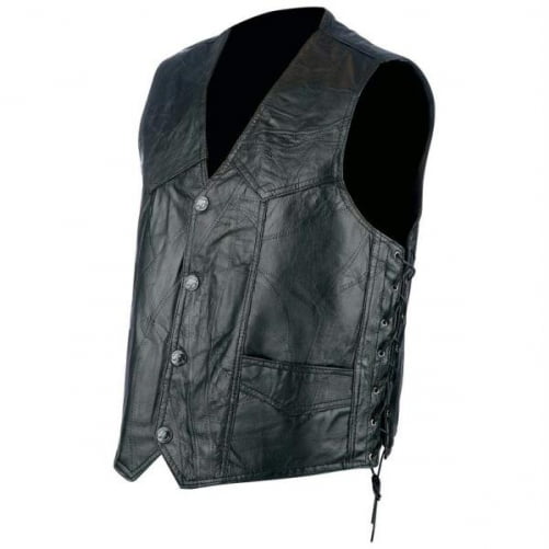 Live-ride-rock Ladies Rock Design Genuine Buffalo Leather Vest Xl 