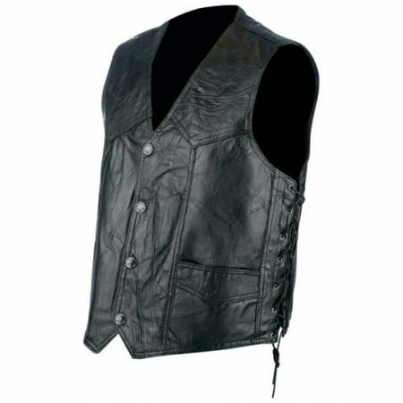 Rocky Ranch Hides™ Rock Design Genuine Hog Leather Biker Vest - Large - (Best Leather Biker Vest)