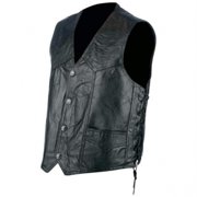 Rocky Ranch Hides™ Rock Design Genuine Hog Leather Biker Vest - Large - GFVLACEL