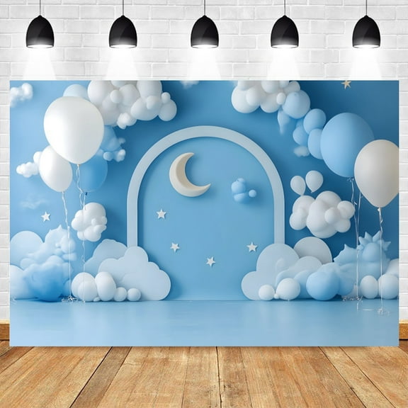 White Wall Backdrop for Photography Moon Stars Baby Shower Kids Birthday Party Background Indoor ration Studio Photobooth
