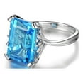 thumbnail image 4 of Uloveido Women's Big Emerald Cut Blue CZ Ring Large Rectangular Zircon Wedding Promise Rings Fashion (Size 9), 4 of 7