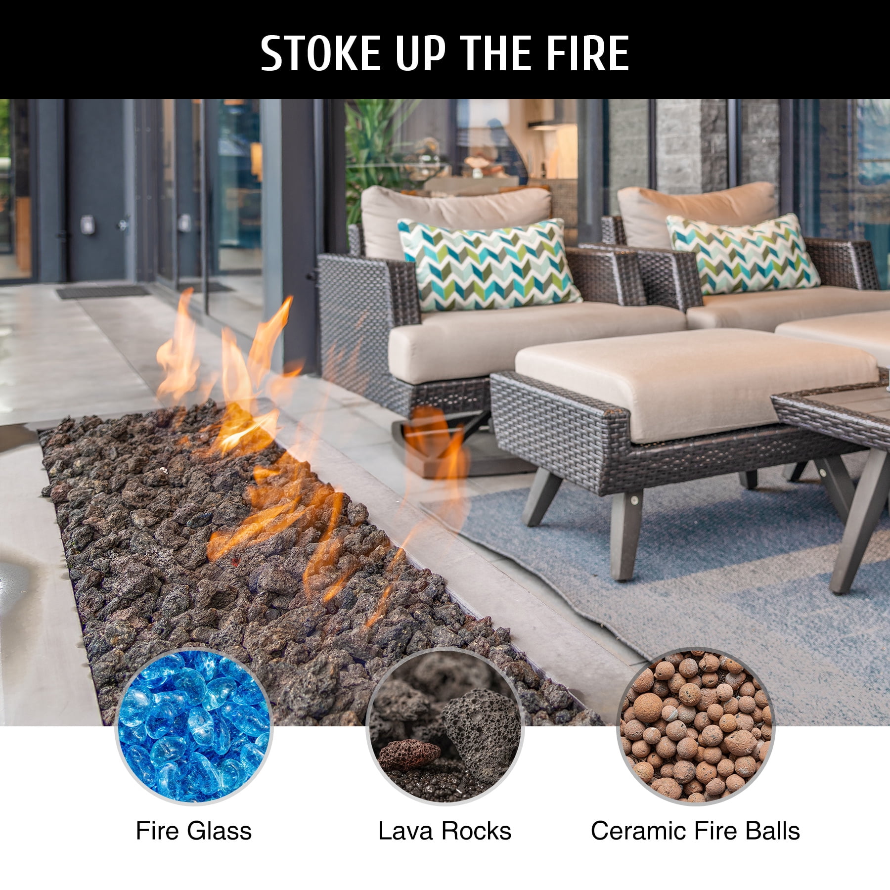 32x12 Inch Drop-In Fire Pit Pan w Burner Stainless Steel Gas Propane Firepit Pan
