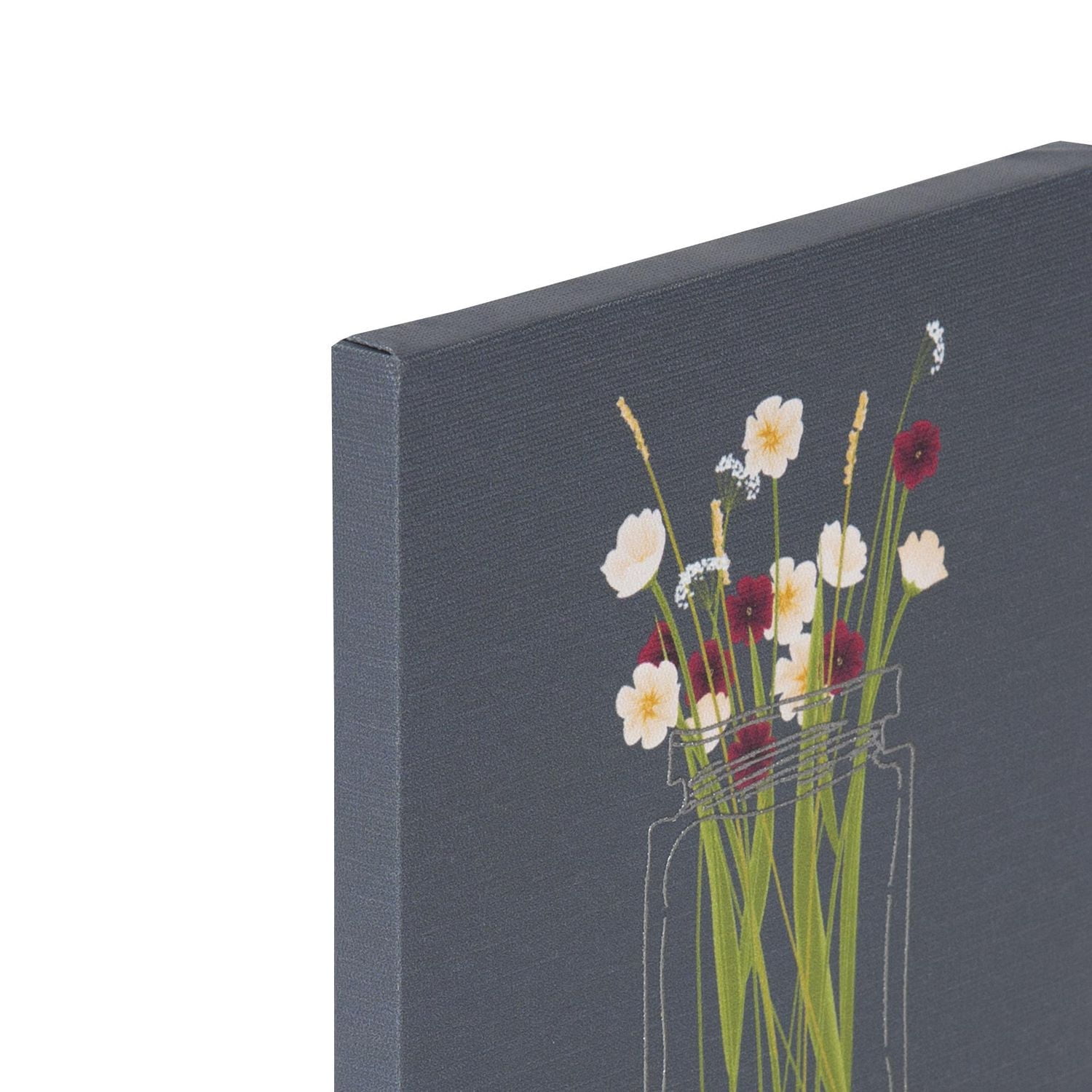 Vase of Flowers Embellished Canvas, 6in W x 6in H