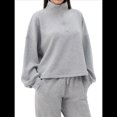 thumbnail image 1 of Sudadera Holgada Informal de Modal con Media Cremallera y Cuello Alto para Mujer, Jersey de Larga Popular para Otoño de 2025. Gris L, 1 of 9