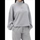 thumbnail image 1 of Sudadera Holgada Informal de Modal con Media Cremallera y Cuello Alto para Mujer, Jersey de Larga Popular para Otoño de 2025. Gris XL, 1 of 9