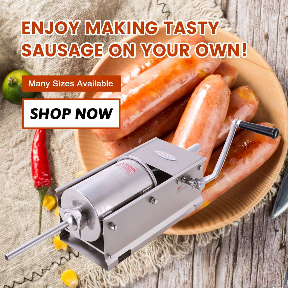 Hakka 7lbs (3 Liter) Sausage Stuffer 2 Speed Stainless Steel Horizontal