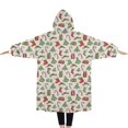 thumbnail image 2 of Oversized Wearable Blanket Hoodie,Green and Red Christmas Pattern Sherpa Blanket Hoodie with Super Pockets,Super Warm Fuzzy Pullover for Women & Men, 2 of 6