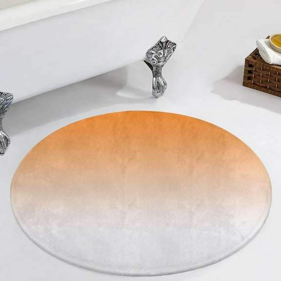 Aesthetic Orange And White Gradient Round Carpet Circle Rug Outdoor Patio Area Rug Washable Large Area Rugs Hallway Room Decor Fitness Mats