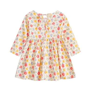Odeerbi Girls Dresses Baby Girl Clothes Toddler Clothing 2025 Long Sleeve One-Piece Floral Print Dress Autumn Kids Skirt