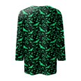 thumbnail image 5 of Camiseta de Halloween de manga 3/4 para mujer: camiseta informal con estampado espeluznante de calabaza, murciélago y telaraña, 5 of 5
