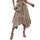 thumbnail image 3 of Faldas Largas para Mujer, Cintura Alta, Estilo Renacentista, Dobladillo Irregular Caqui XL, 3 of 9