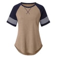 thumbnail image 5 of Summmer Inleife Women's Casual Color Matching Striped Round Neck Blouse Short Sleeve Basic Tee Tops, 5 of 7
