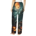 thumbnail image 2 of Halloween Pajama Pants Women, Halloween Pumpkin Castle A Halloween Costumes Sweatpants Soft Sleep Lounge Pants, Casual PJ Bottoms Pants with Pockets, 2 of 7
