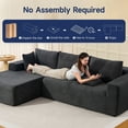thumbnail image 6 of New 108" Plush Corduroy Cloud Couches Sectional Sofa with L-Shaped Modular Boneless Sofa for Living Room with Convert Left/Right Facing, No Assembly(Gray, Left Facing Chaise), 6 of 9