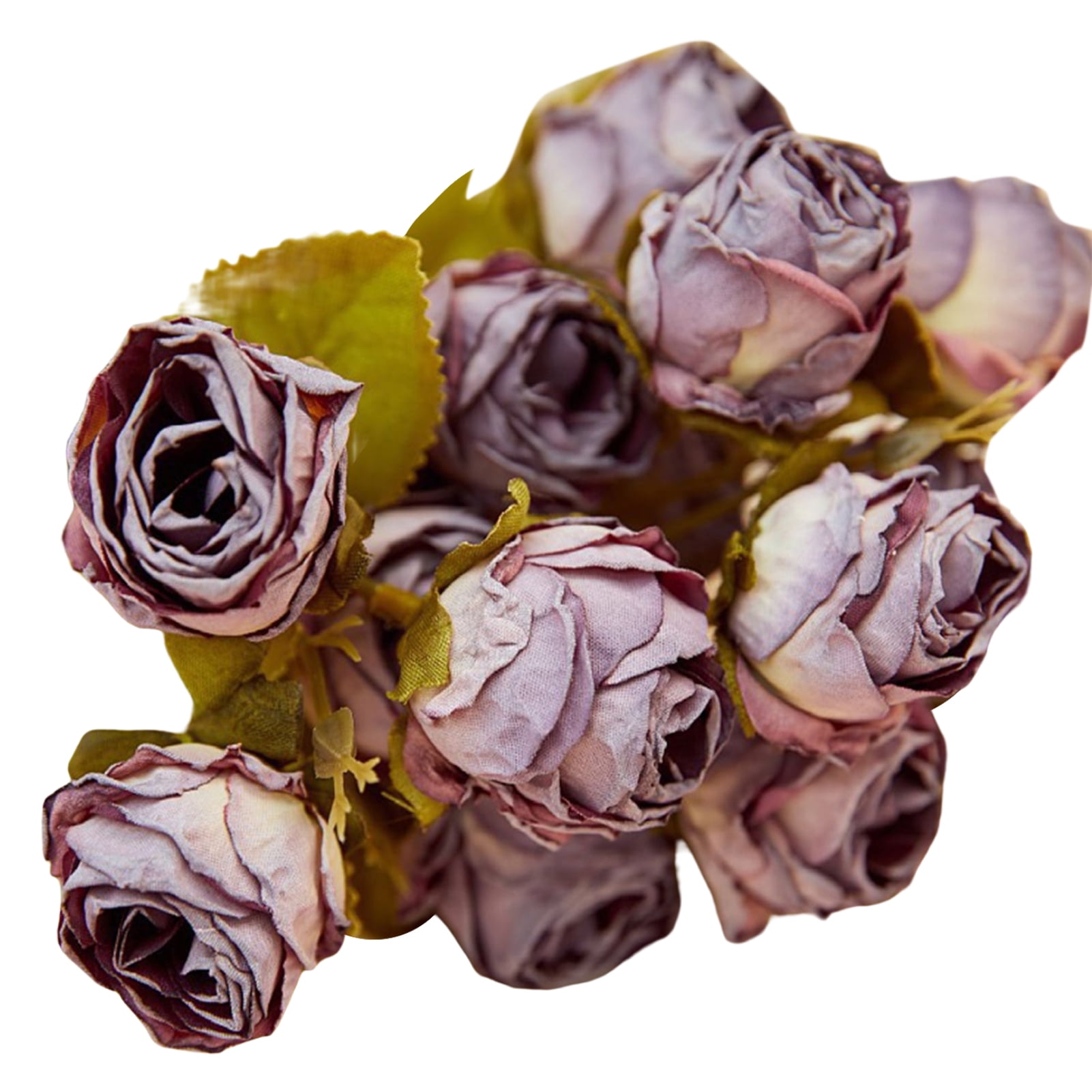 IUKnot Artificial Rose 10pcs Open Flower Bouquet Faux Rose Stems for Wedding Arrangement, Bridal Bouquet, Centerpiece, Fake Faux Silk Flowers (Dusty