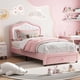 thumbnail image 3 of Tamaño individual - xl forrado marco cama almacenamiento cajón y smart LED cabecero, tamaño individual - size platform marco cama niños, madera slats support, no box spring required, easy to a..., 3 of 7