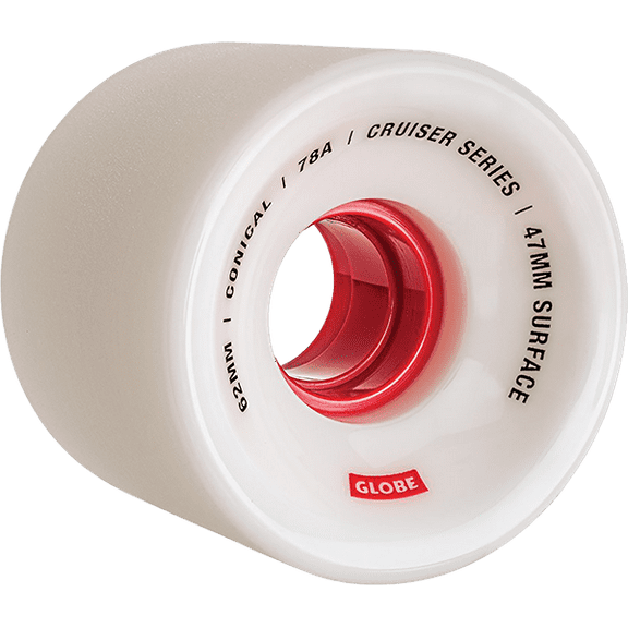 Globe Conical Cruiser Skateboard Wheels 62mm 78a White/Red