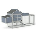 thumbnail image 3 of Noaman 80" Wooden Chicken Coop, 2-Tier Hen House with Nesting Box, PVC Roof, Gray Backyard Poultry Habitat, 3 of 16