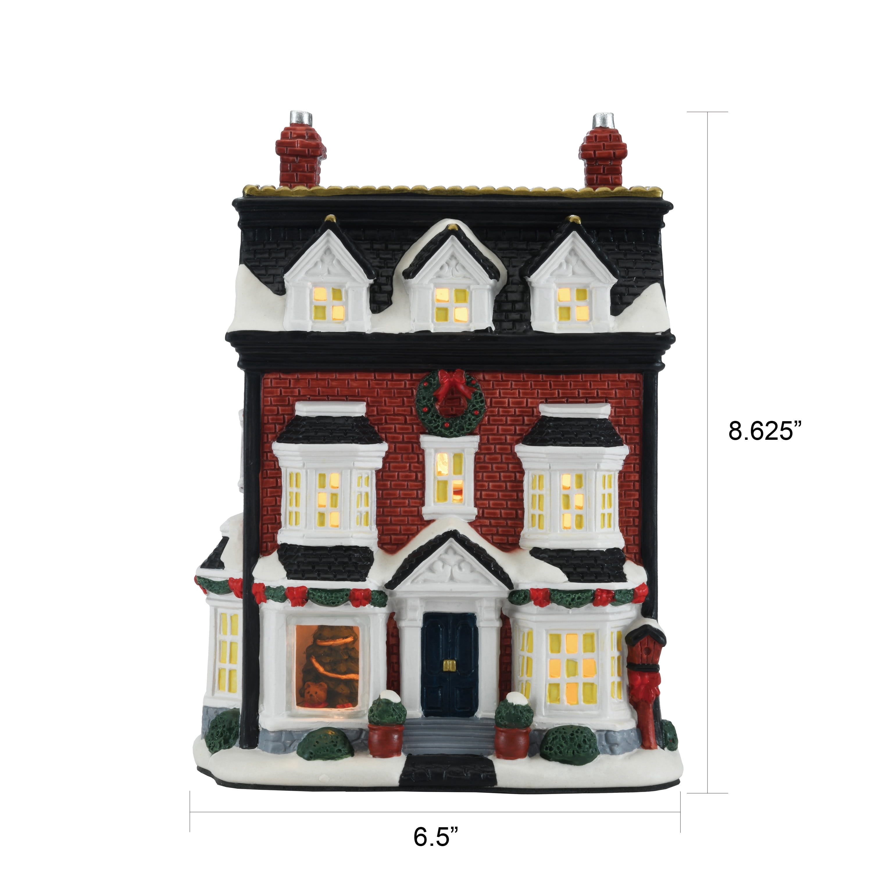 Light-Up Porcelain Holiday Residence Christmas Village Building, Multicolor, 8.62", by Holiday Time