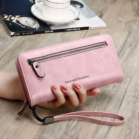 PU Leather Long Wallet Clutch Handbag Zipper Organizer Wristlets Card Cellphone Holder Purse for Women Lady Girls (Nerdwallet Best Cell Phone)