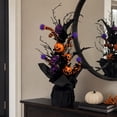 thumbnail image 5 of AURIGATE Mini Halloween Tree, Black Gothic Tabletop Spiderweb Tree with Glitter Skull for Home Mantel Decor, 5 of 7